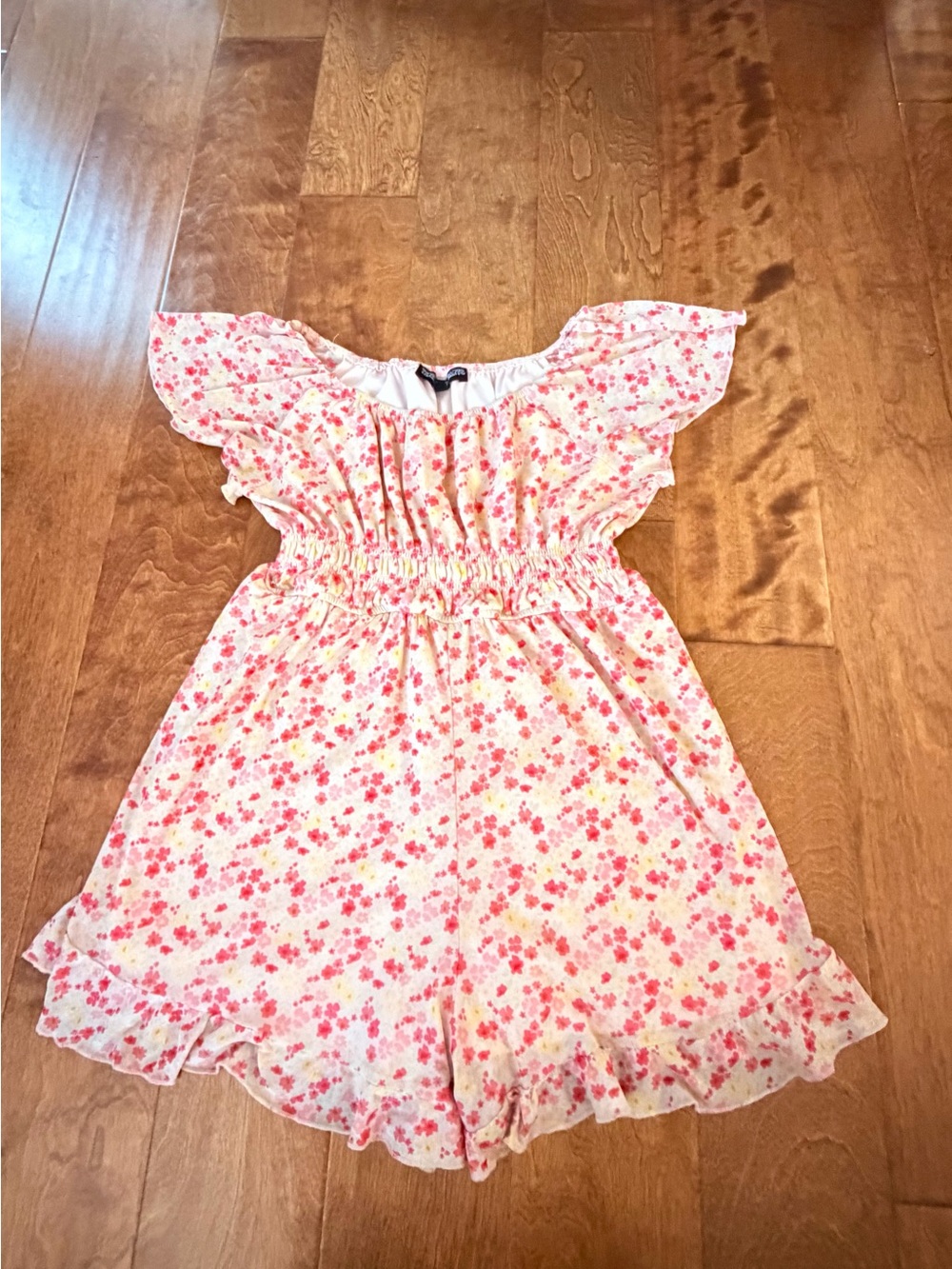 Three Hearts Pink flower romper XL